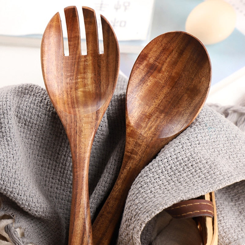 Wooden Salad Serving Spoon Set